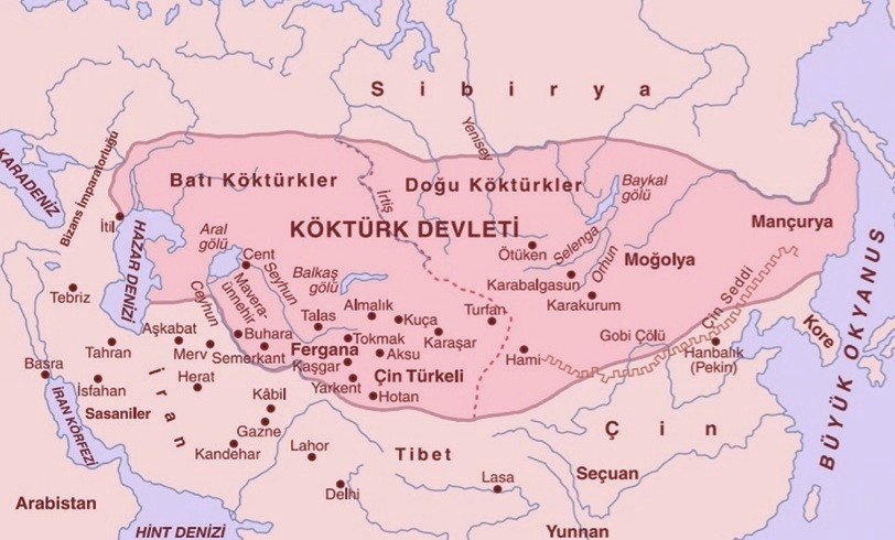 I. Köktürk (Göktürk) Devleti Haritası