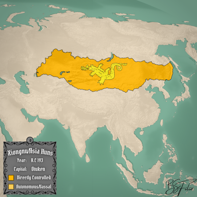asya hun (büyük hun) devleti haritası