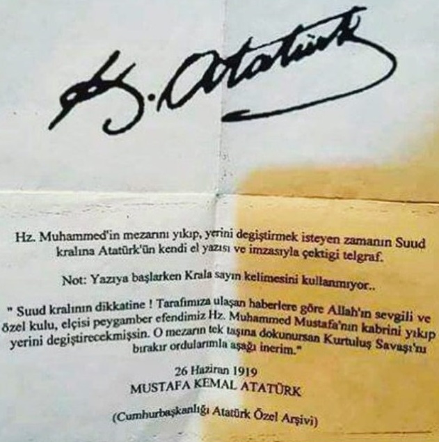 Atatürk'ün Suudi Kralı İbn Suud'a yazdığı iddia edilen mektubu. Bu bilginin doğru olmadığını biliniz.