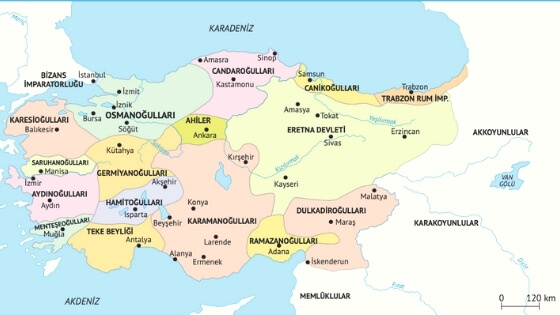 Osmanlı Beyliği kurulduğu dönemde Anadolu